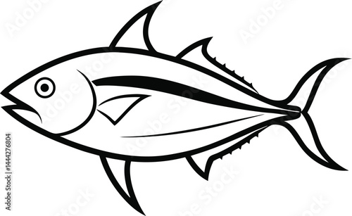 tuna fish outline vector illustration on white background