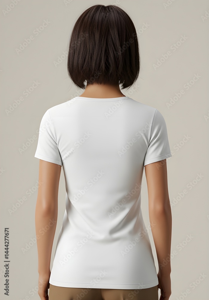Mockup of an Asian women wearing a plain black colored t-shirt with neat hair Mockup of an Asian women wearing a plain black colored t-shirt with neat hair