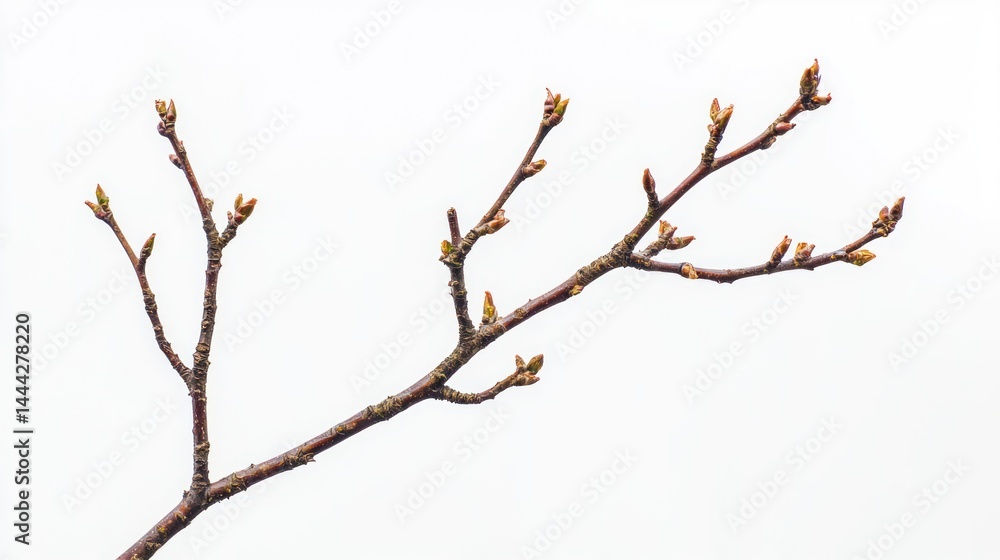 Young sapling with bare thin branches on white background. Young sapling with bare thin branches on white background.