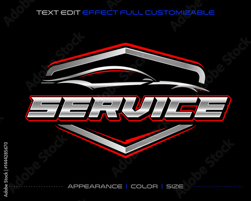 Car Logo Metallic Effect with Full Text Edit in Color, Size and Appearance with Black background