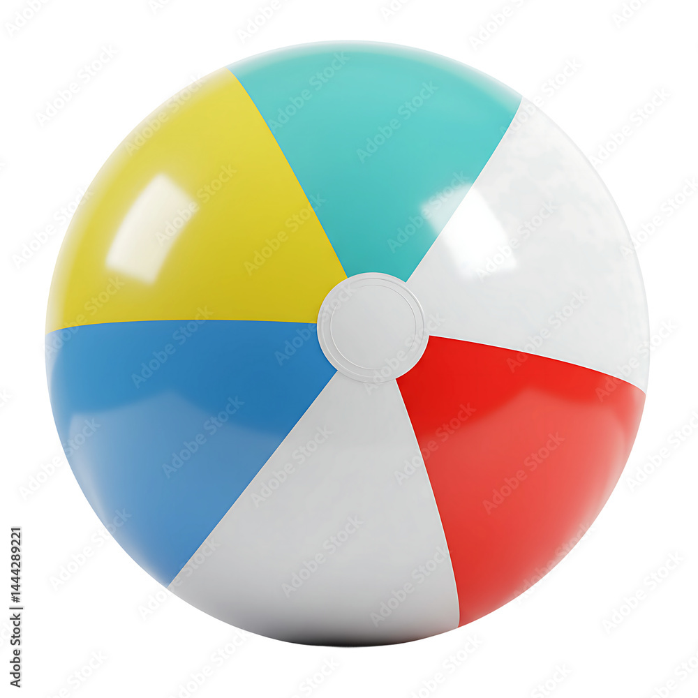 Obraz premium Inflatable Beach Ball with Colorful Panels On Transparent Background