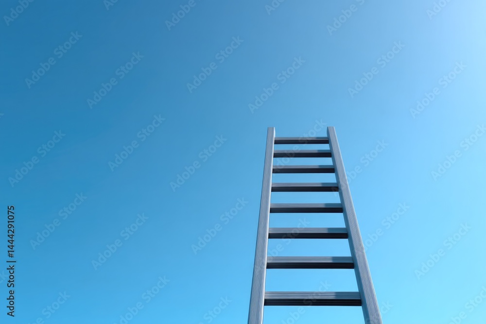 lone ladder ascending towards blue sky symbolizes career aspirations lone ladder ascending towards blue sky symbolizes career aspirations