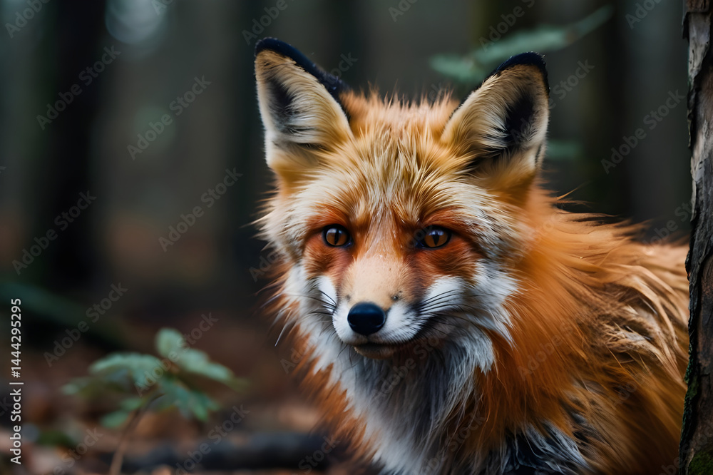 Enchanting Red Fox Portrait Amidst Verdant Forest A Captivating Glimpse into Wildlife Serenity in a Lush Woodland Setting with Mossy Trees and Ferns Enchanting Red Fox Portrait Amidst Verdant Forest A Captivating Glimpse into Wildlife Serenity in a Lush Woodland Setting with Mossy Trees and Ferns