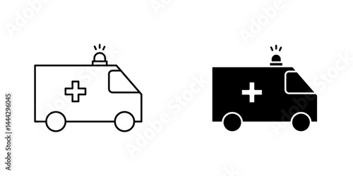 Ambulance icon symbol collection on white background.