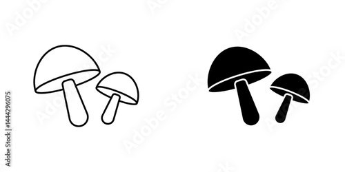 Mushroom icon symbol collection on white background.