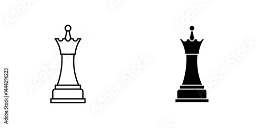 Chess queen icon symbol collection on white background.