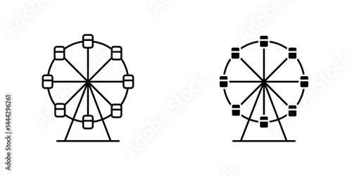 Ferris wheel icon symbol collection on white background.