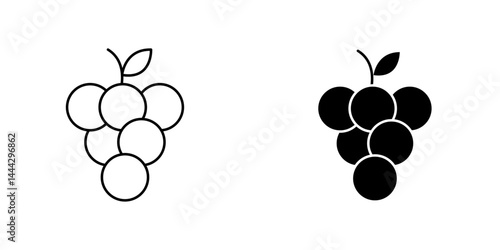 Grape icon symbol collection on white background.