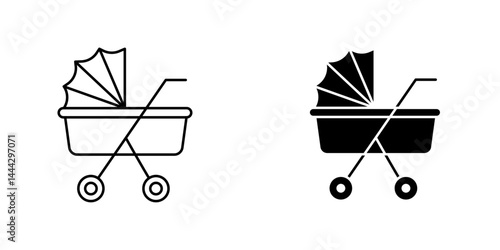 Baby carriage icon symbol collection on white background.
