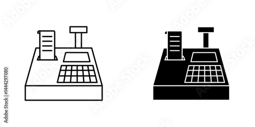 Cash register icon symbol collection on white background.