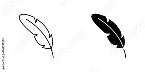 Feather icon symbol collection on white background.