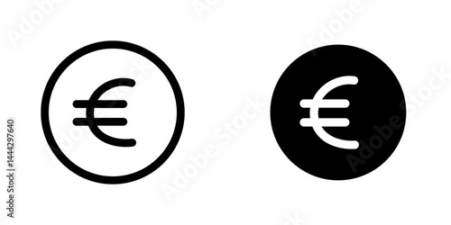Euro icon symbol collection on white background.