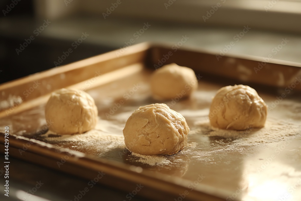 Baking Dough Balls on a Baking Sheet Preparation Baking Dough Balls on a Baking Sheet Preparation
