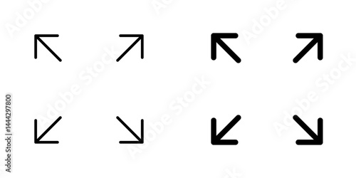 Expand arrows icon symbol collection on white background.