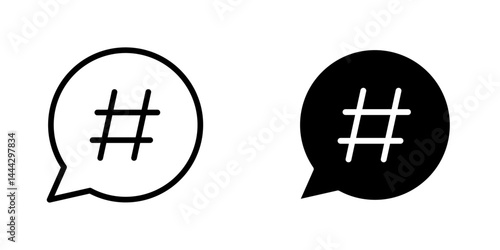 Hashtag icon symbol collection on white background.