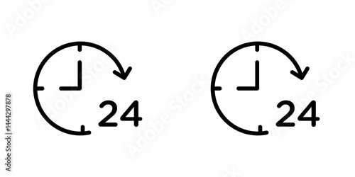 Time twenty four icon symbol collection on white background.