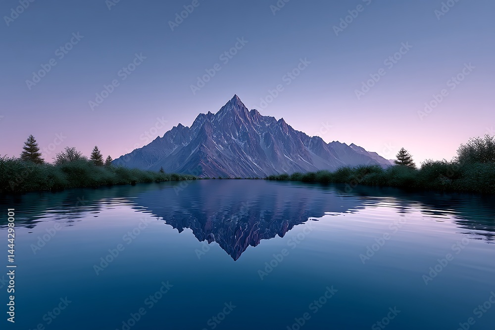 Majestic Mountain Reflection Serene Lake at Dawn. Majestic Mountain Reflection Serene Lake at Dawn.