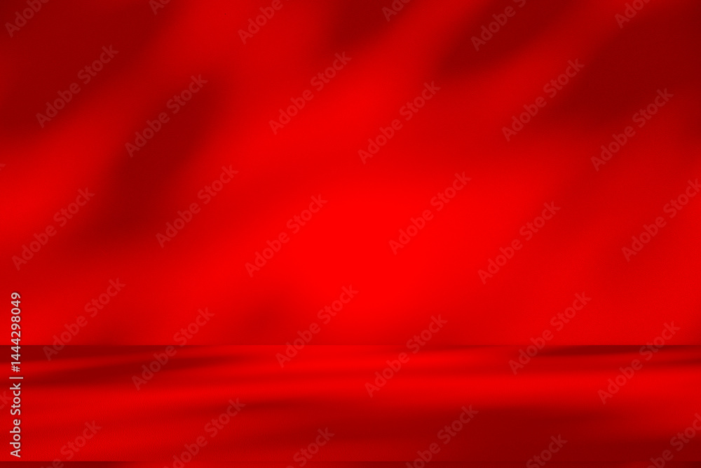 Wall interior background, studio and backdrops show products.with shadow from window color Red background for text insertion and presentation product