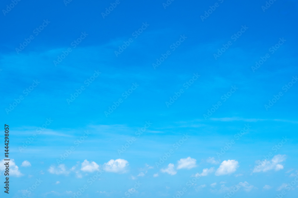 Panorama of cloud clear sky background for summer vacation concept at ocean and summer sea water with sunlight of beautiful cloudy