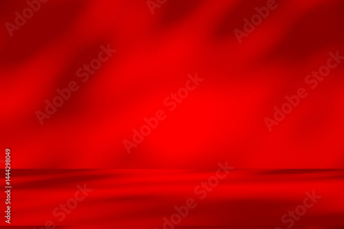 Obraz na płótnie Wall interior background, studio and backdrops show products.with shadow from window color Red background for text insertion and presentation product w salonie