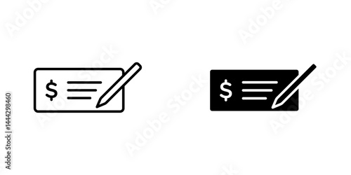 Money check icon symbol collection on white background.