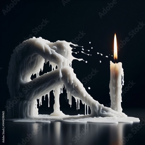Melting Wax Sculpture A human like figure sculpted entirely from