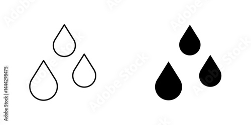Raindrops icon symbol collection on white background.