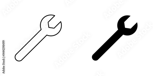 Wrench icon symbol collection on white background.