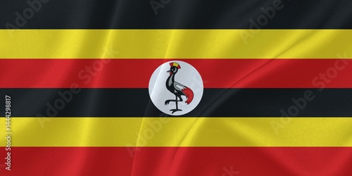 Uganda Flag Waving in The Wind