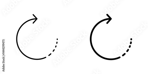 Rotate right icon symbol collection on white background.