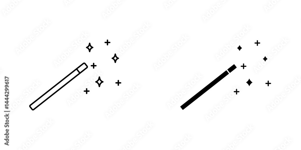 Magic wand icon symbol collection on white background. Magic wand icon symbol collection on white background.