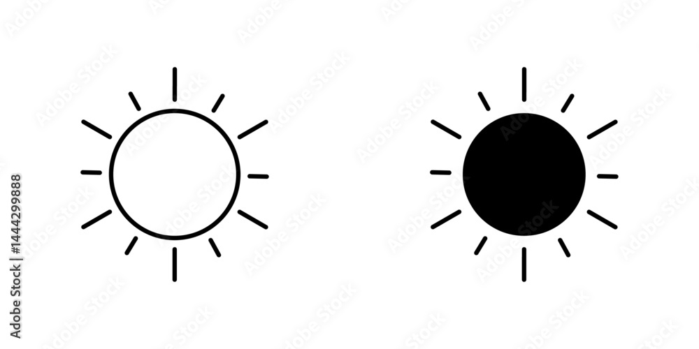 Fototapeta premium Sun icon symbol collection on white background.