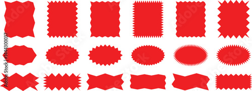 WebPrice tags, Stickers, Labels, Tags, Ribbons, Red shopping labels, Sale, Discount sticker, Special offer, Price tag, Supermarket promotional badge, Vector, Sunburst icon, Starburst red sticker, Spec