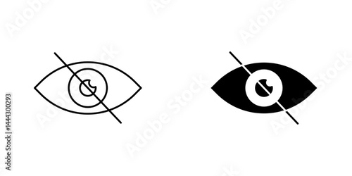 Eye crossed icon symbol collection on white background.