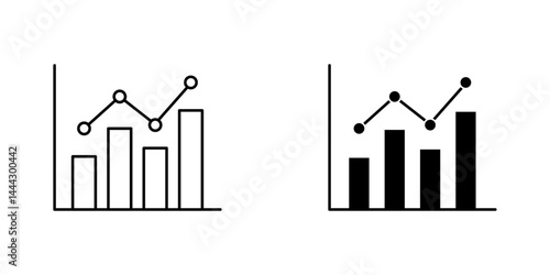 Chart histogram icon symbol collection on white background.