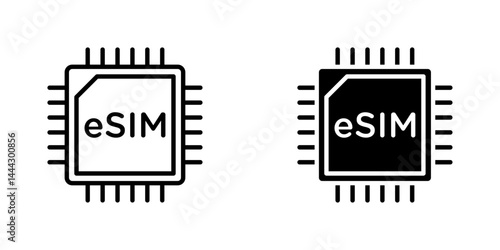 ESIM icon symbol collection on white background.