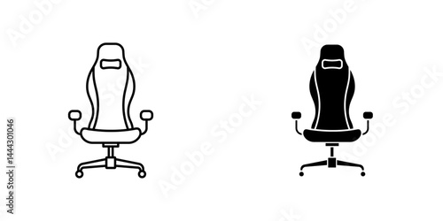 Gaming chair icon symbol collection on white background.