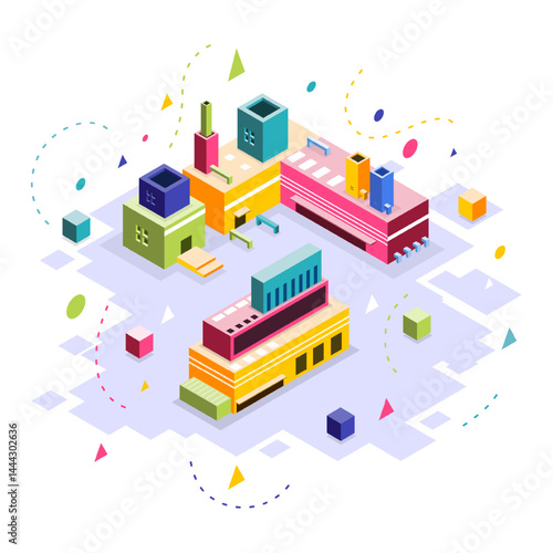 isometric factory 3d design vector 