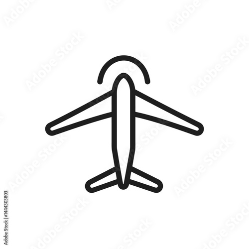 Airplane Icon Outline Style, Minimalist Design, Flying with Transparent Background