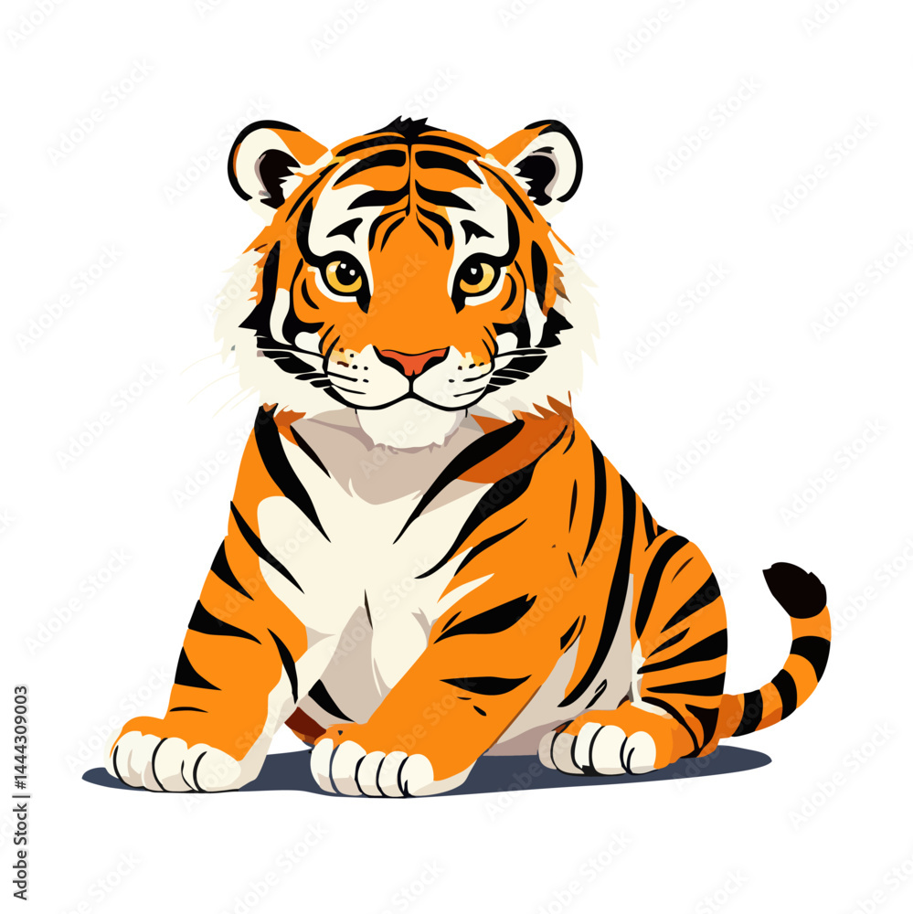 Naklejka premium Cute tiger vector graphic and illustration
