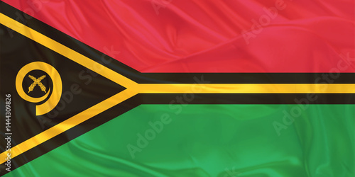 Vanuatu Flag Wind Waving Close Up