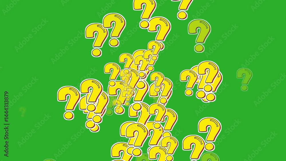 Yellow question mark floating animation on green screen background ...