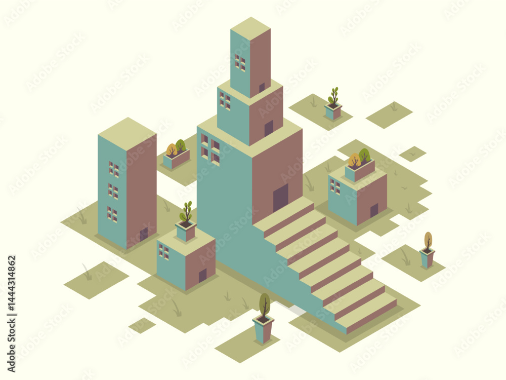 Geometric city layout with elevated architectural design Geometric city layout with elevated architectural design