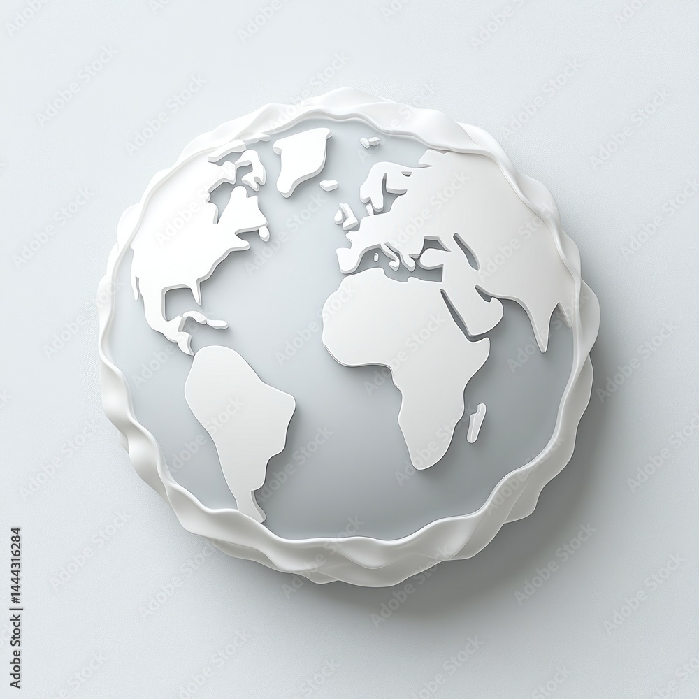 Abstract 3D Render of a White Earth Globe