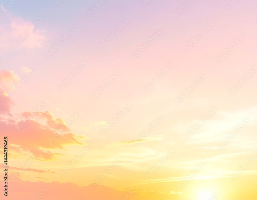 Obraz premium Scenic Sunset Sky with Soft Clouds and Warm Orange-Pink Light