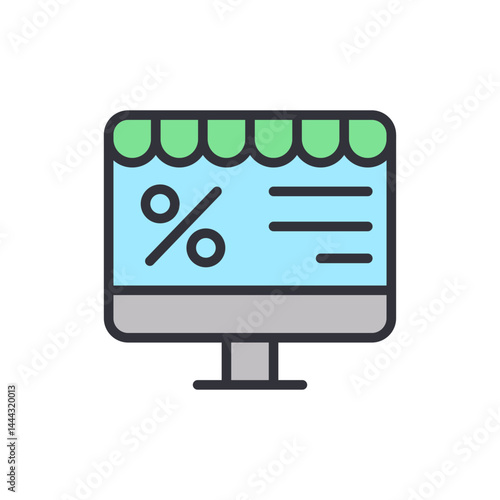 Online shopping colored icons, minimalist vector illustration ,simple transparent graphic element .Isolated on white background