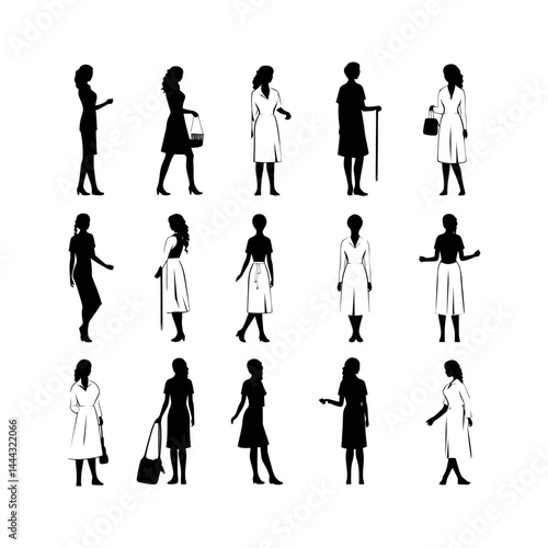 Nurse Silhouette in Black and White – Vector Illustration