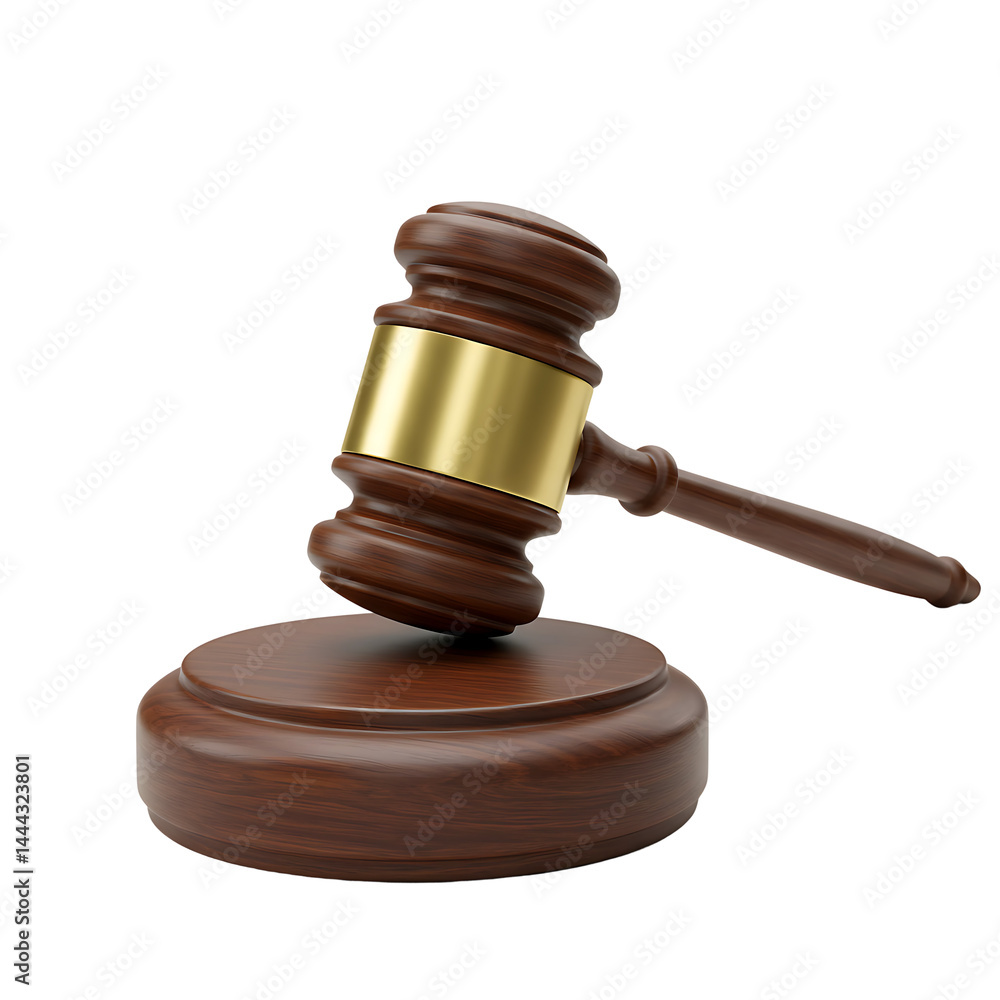 Wooden Judge Gavel with Gold Band On Transparent Background
Wooden Judge Gavel with Gold Band On Transparent Background