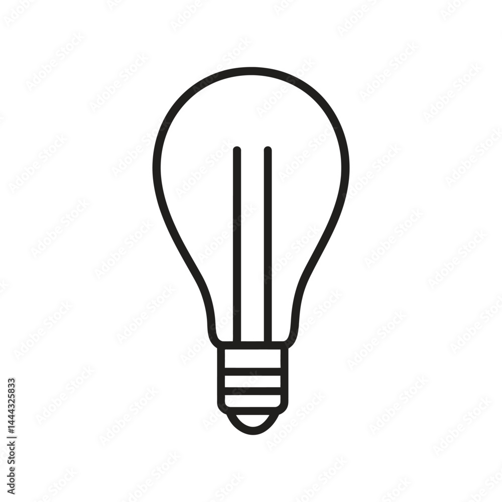 Black Outline Light Bulb on Transparent Background Simple Minimalist Icon Black Outline Light Bulb on Transparent Background Simple Minimalist Icon