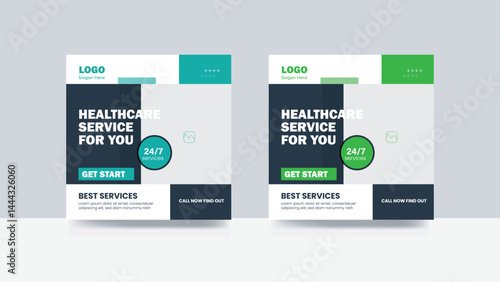 Clinic social media post banner medical post web cover template